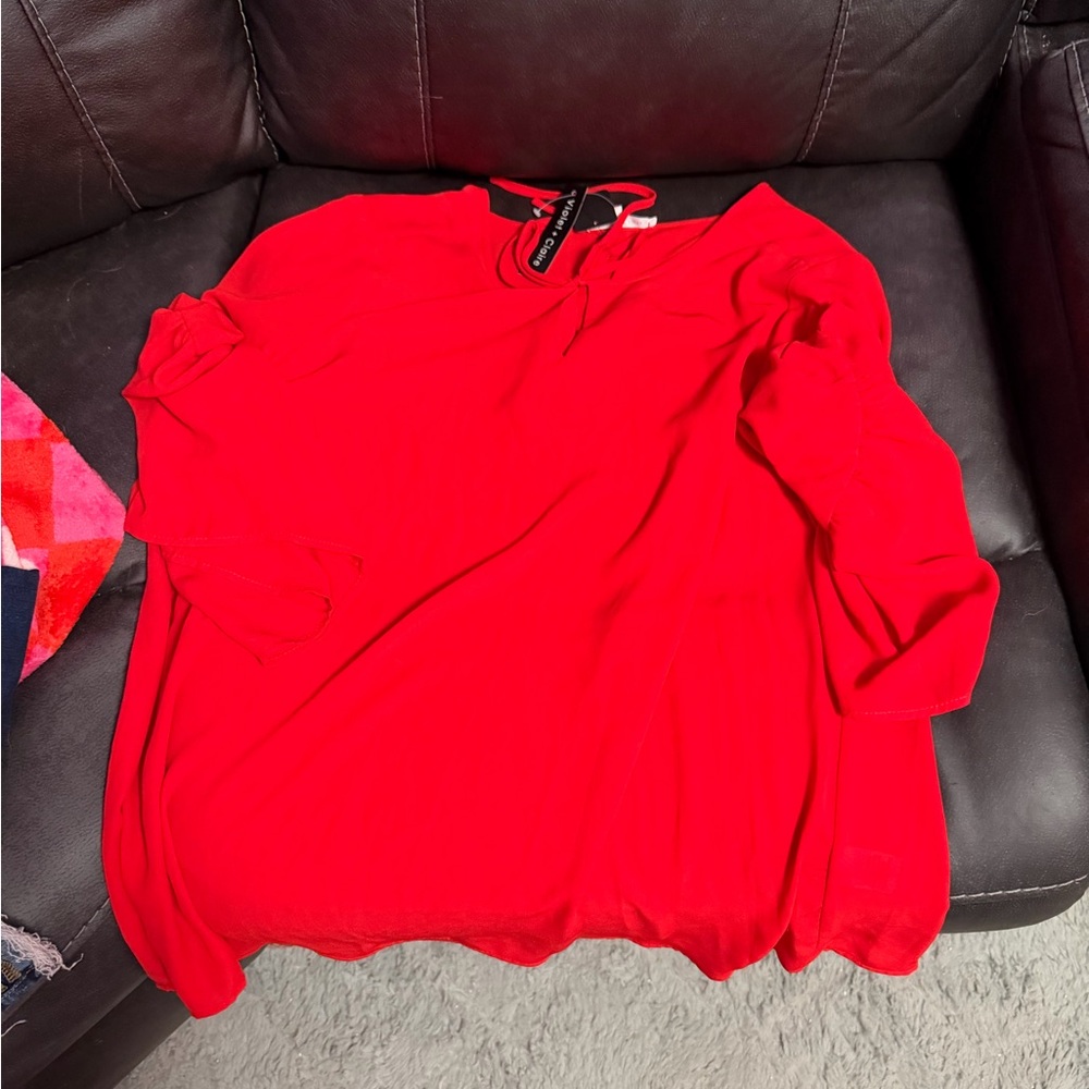 Violet & Claire Vibrant Red Blouse